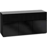 Oslo 339 65" TV Stand Cabinet w/ Soundbar Opening in Black Oak w/ Smoked Black Glass Doors & Top